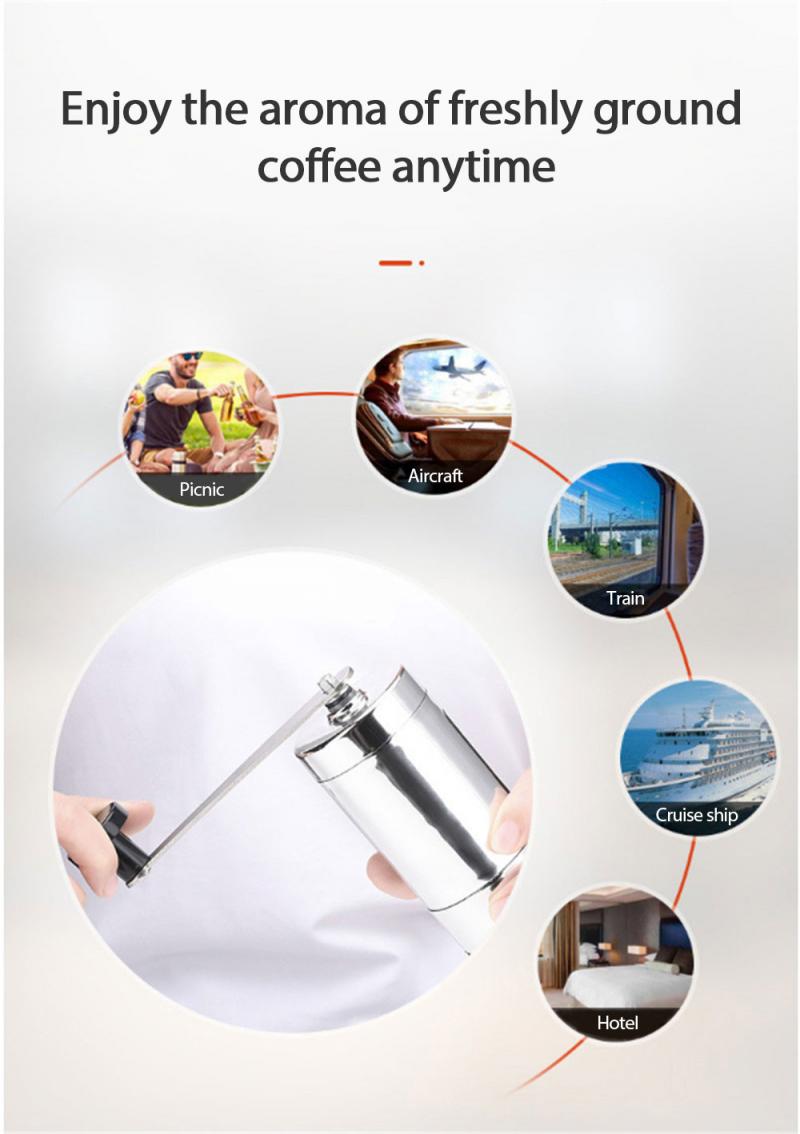 Portable Stainless Steel Coffee Bean Grinder Hand Manual Coffee Bean Burr Grinders Machine Mill Kitchen Tool Grinders