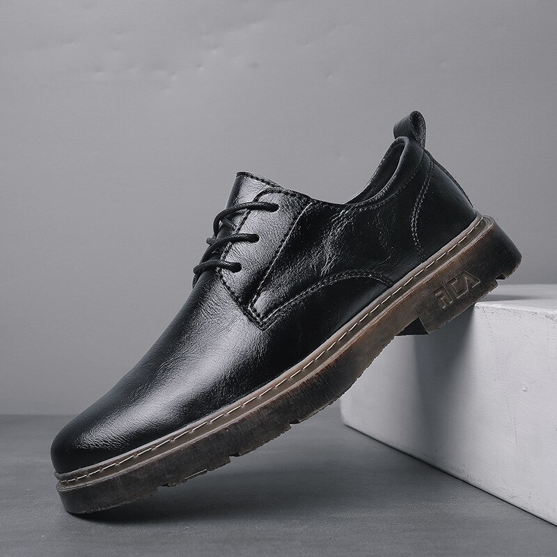 Brogues skor män skor svart läder män fritidsskor märke manliga affärsskor tjock sula halkfri  ka2712
