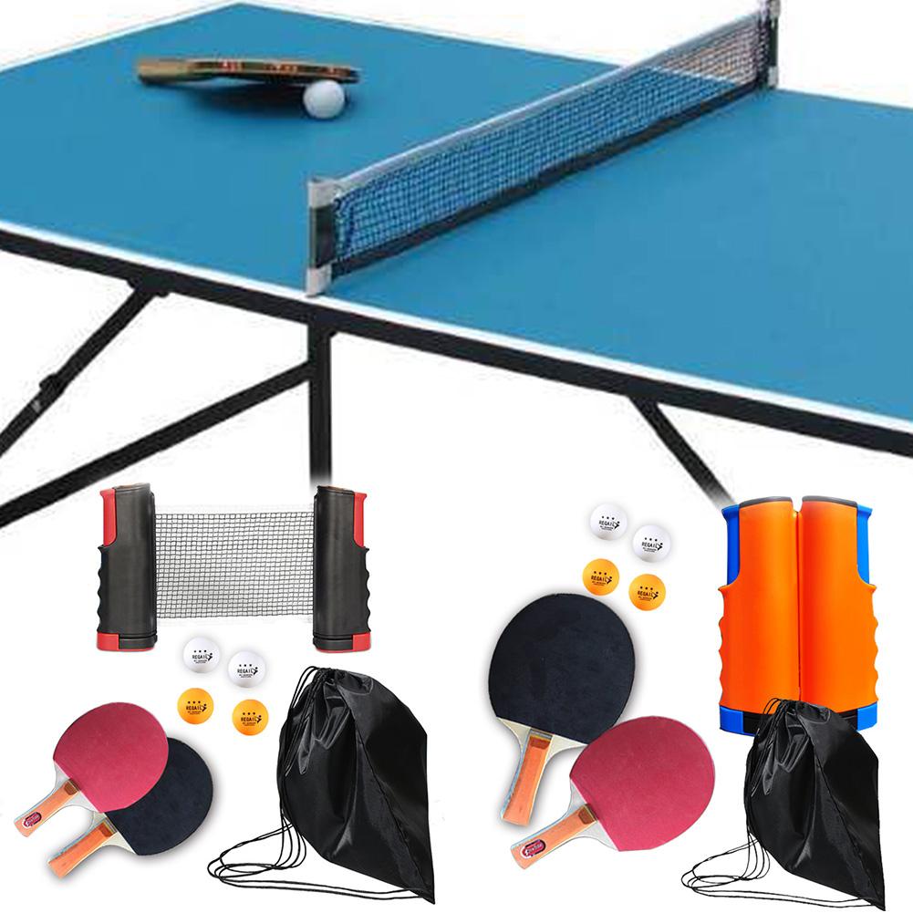 Portable Table Tennis Set Ping Pong Set With Retractable Net Indoor Outdoor Play Table Tennis Racket Sports Training Accessories