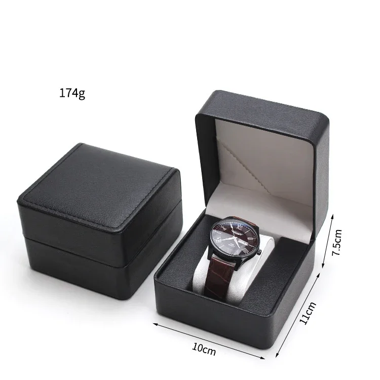 Watch Storage Box PU Single Watch Display Case Wristwatch Watch Holder Travel Jewelry Watch Organizer For Men: black