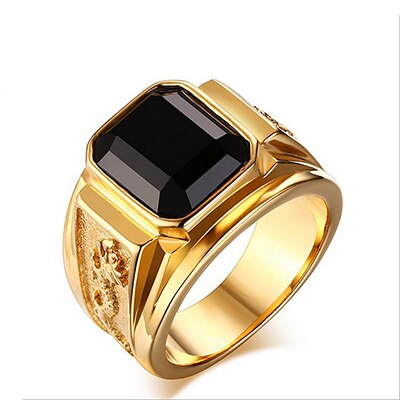 Shengmei Vintage CZ Zirkonium Stone Lichtmetalen Ring voor Mannen Mode Punk Stijl Man Ringen Bijoux mannen Sieraden: 11 / Black