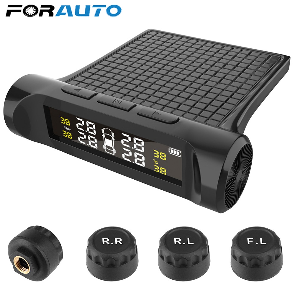 Smart Car TPMS Tyre Pressure Monitoring System Digital LCD Display Auto Security Alarm Systems Temperature Warning Fuel Save