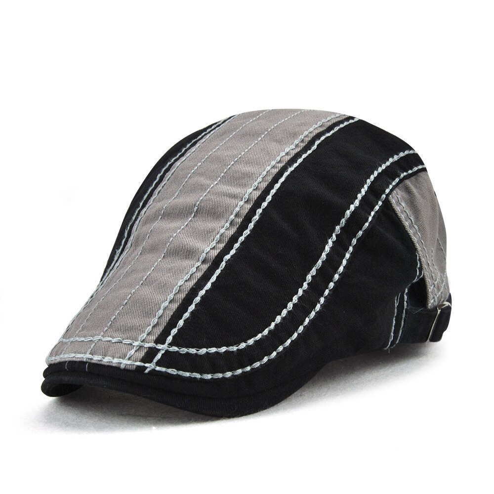 Jammont-Boina Retro con visera para hombre, gorro plano con visera de hiedra, de algodón suave, estilo Newsboy: Black