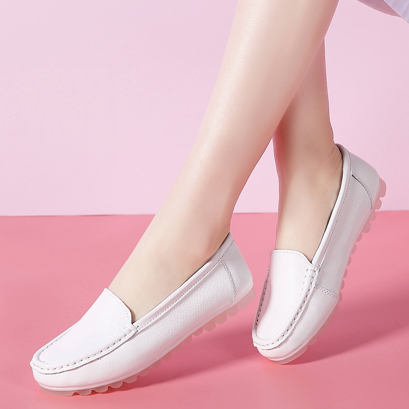 O16U Loafers Vrouwen Schoenen Echt Lederen Slip-on Vrouwen Ballet Flats Soft Hakken Klimplanten mocassins Moeder schoenen