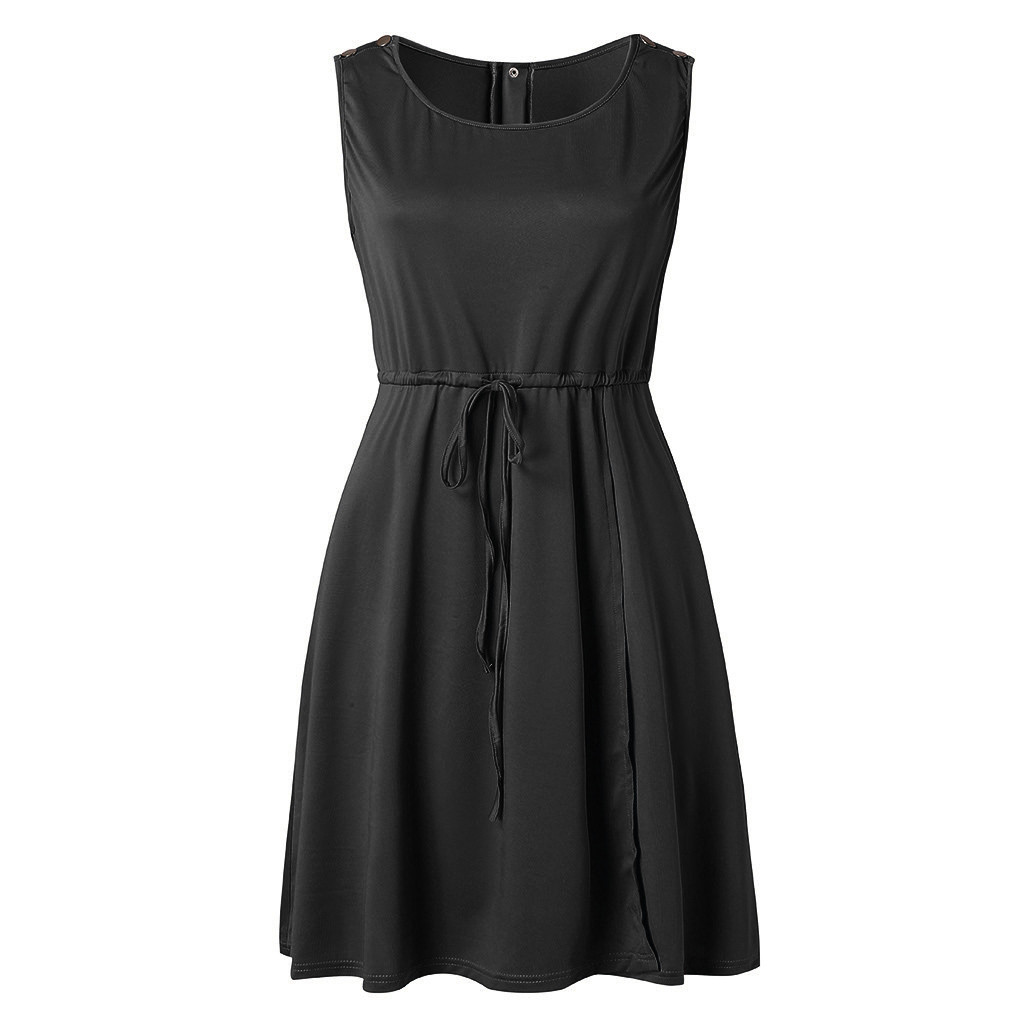 LONSANT Maternity dress Ladies solid lacing Split Dress Pregnant Women nursing casual clothes pretty Maternity Dress: BK / XL