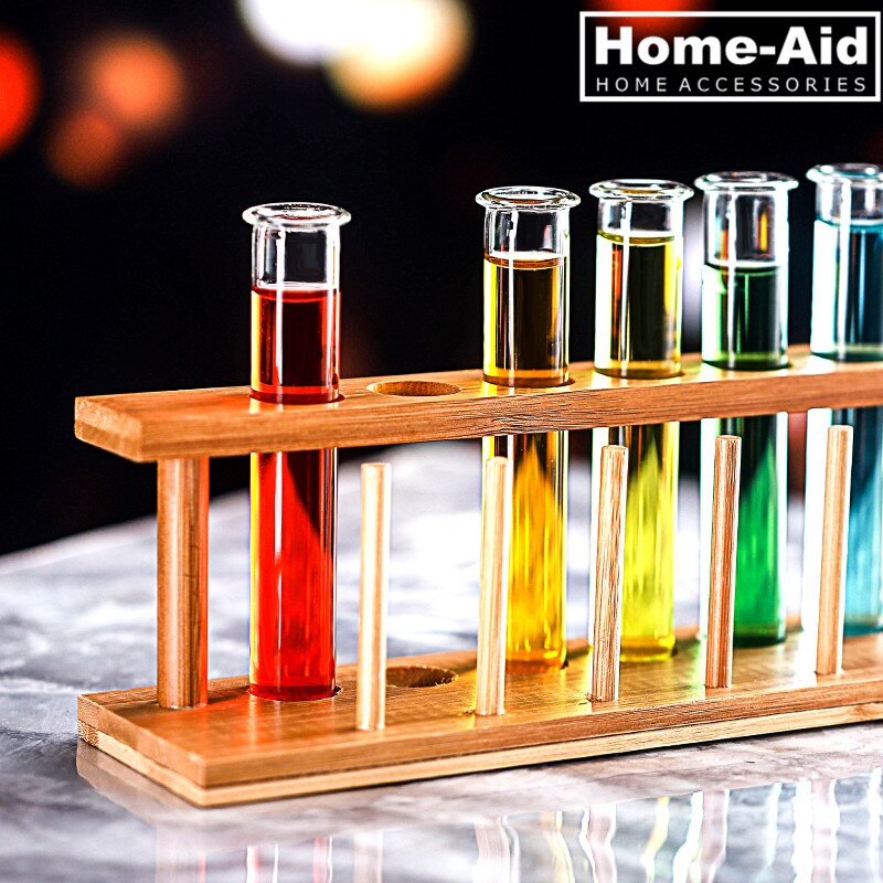 6 Pcs Test Tube Wine Glasses Set Cocktail Cup With Stand Holder Party Bar KTV Night Club Charms Tipsy Test-tube Glass