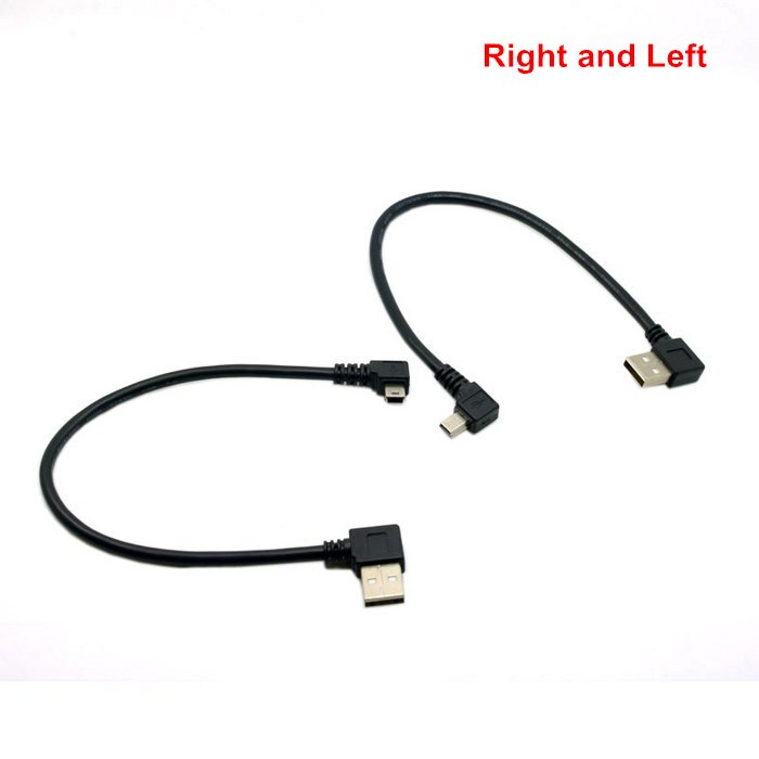Mini USB 5Pin 90 Graden Links & Rechts Schuine Man links USB 2.0 Man Charge Oplader Oplaadkabel 20 cm 0.2 m