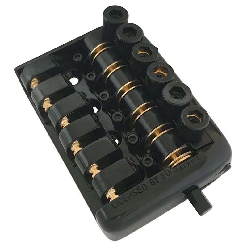 Zwarte Vaste 6 String Headless Gitaar Brug Staartstuk Roller Zadel Headless Gitaar Brug Complete Set
