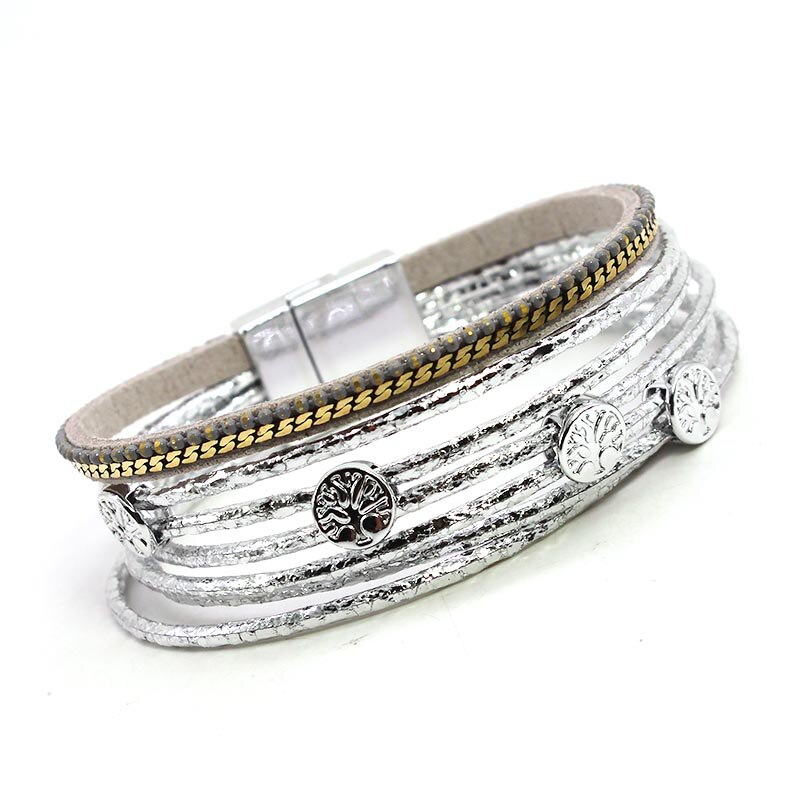 D &Ampere; D mehrschichtig Leder Armbinde Für Frauen wickeln Metall Reize modisch Schmuck Femme Zubehör Schmuck