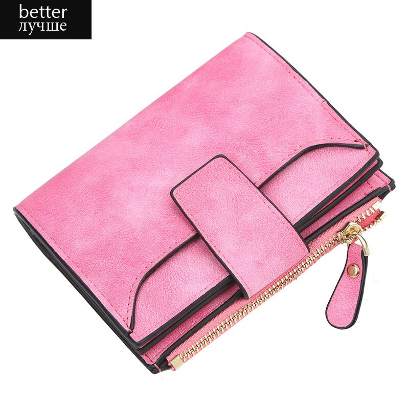 Women Wallet Hasp Small and Slim Coin Pocket Leather Purse Women Wallets Cards Holders Luxury Brand Wallets Purse: rose better