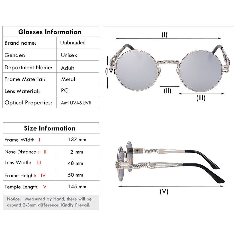 Vintage Retro Steampunk Zonnebril Bril Mannen Vrouwen Gothic Hippie Ronde Bril Uv Bescherming Bril