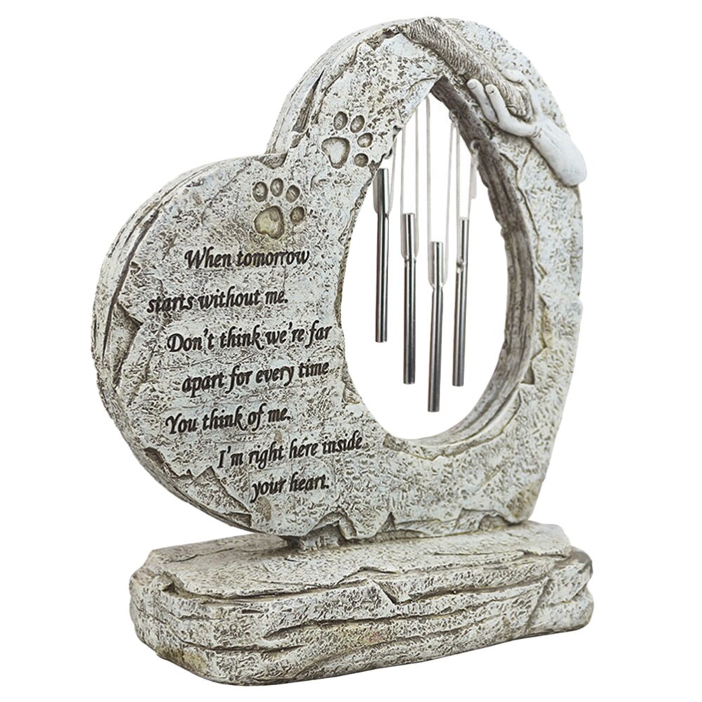 Lapide di pietra commemorativa della pietra commemorativa del gatto del canna da compagnia con abbellimento dei campanelli eolici: Default Title