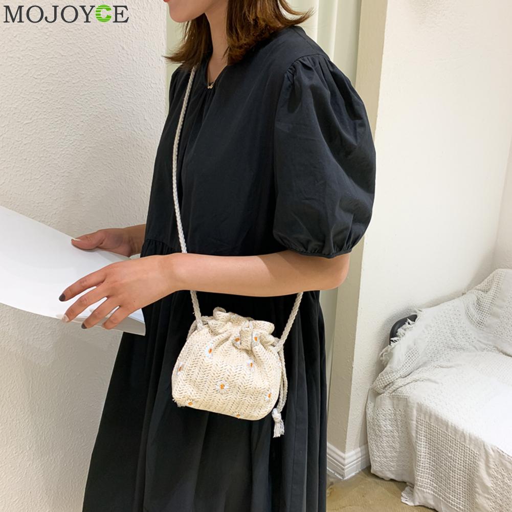 Handgemaakte strogevlochten emmertassen rotan dames zomer strand reis schoudertassen strand crossbody tassen geweven boodschappentassen