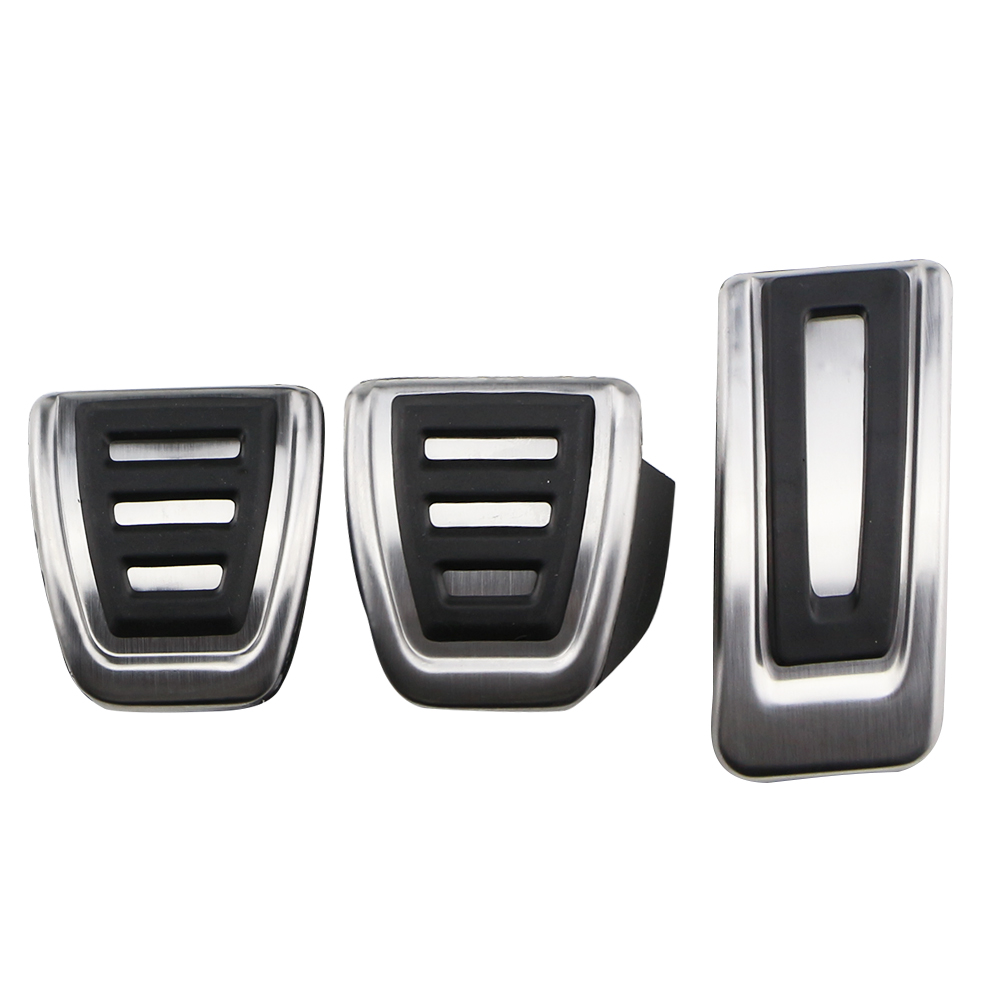 For Volkswagen Vw Jetta MK7 7th Gen - LHD Stainless Steel Car Fuel Brake Pedal Cover Footrest Pedals Accessories: MT 3 Pcs No Rest