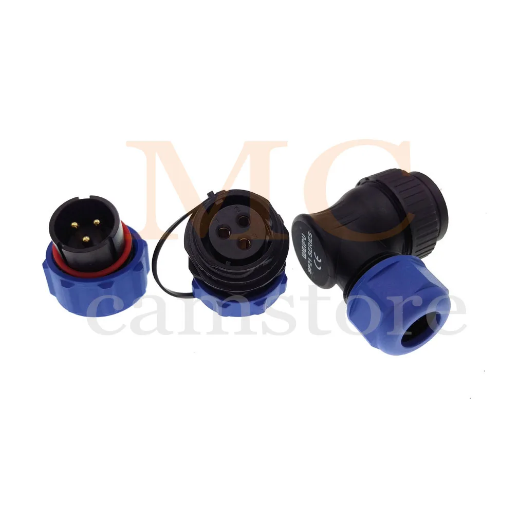 SP2116, waterproof connector 2-15 pin power cable flange panel mount connector Angle male and female connectors, IP68, solder