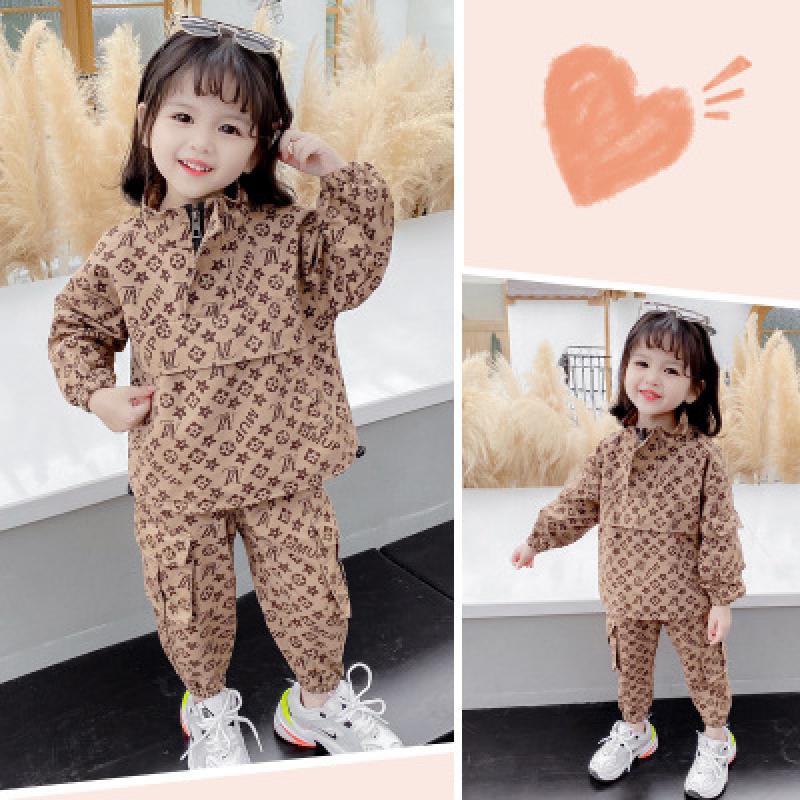 Primavera otoño invierno Niña niños conjuntos de ropa de las muchachas bebé imprimir letra top + Pantalones 2 uds primavera conjuntos de niños ropa trajes