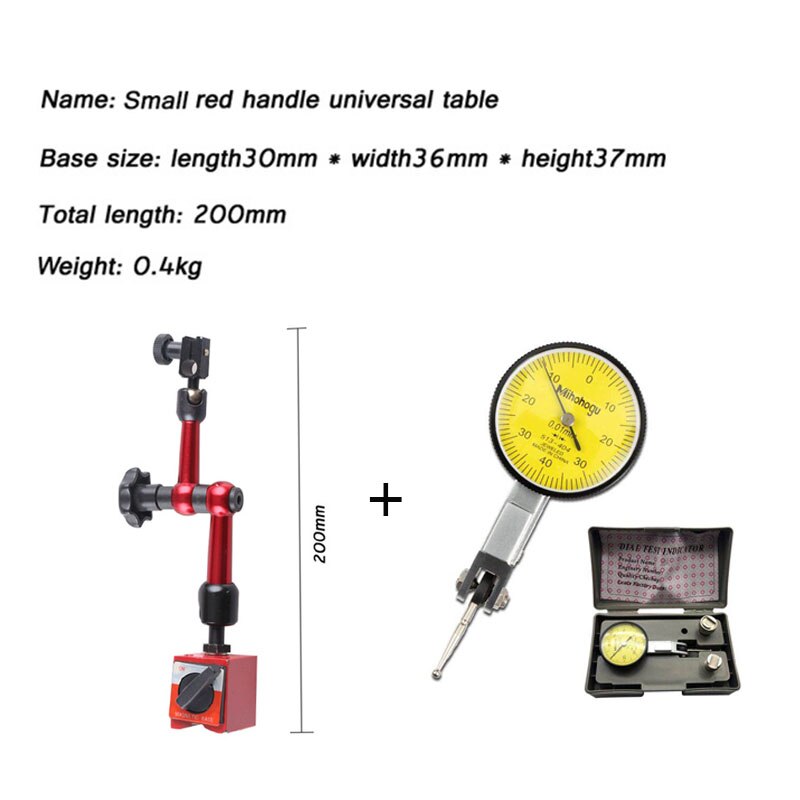 0-0.8mm 0.01mm lever table indicator table level gauge scale precision metric dovetail slot dial dial measuring instrument tool: Yellow