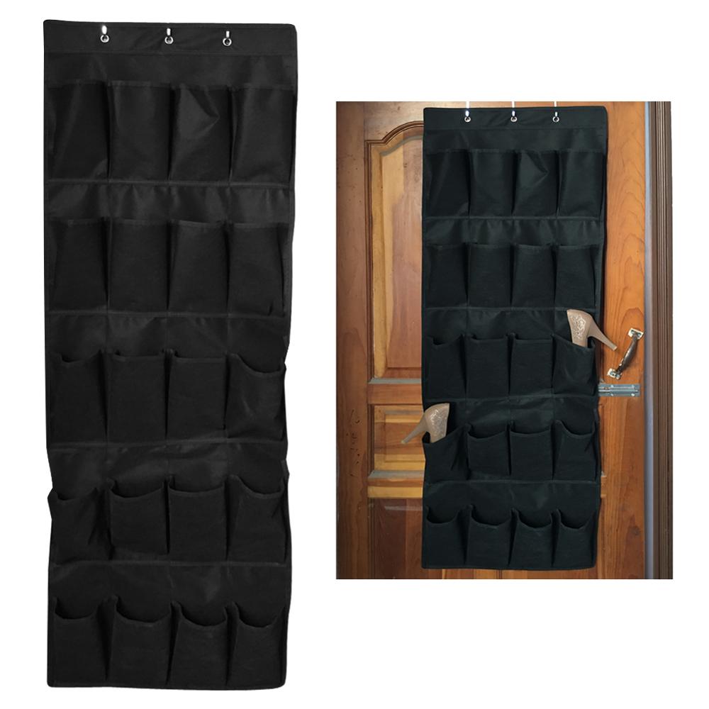 Over Door Shoe Rack Organizer 24 Pocket Hanging Shoe Rack Fabric Closet Shoe Organizer Storage Bag Space Saver Convenient Holder: 20Grid Black1
