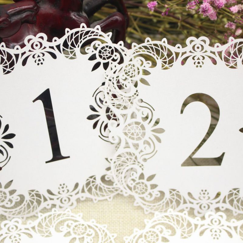 10 Uds perla papel cortado Mesa número tarjeta dirección señal lugar tarjetas boda decoración de banquetes de *