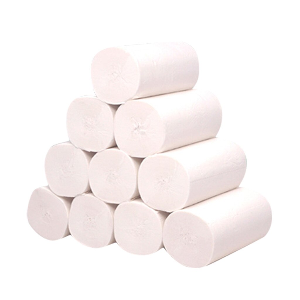 10 Rolls Hand Clean Toilet Tissue Solid Paper Napkin Serviettes 4 Ply Fold Paper Tissues Soft Strong Toilet Paper