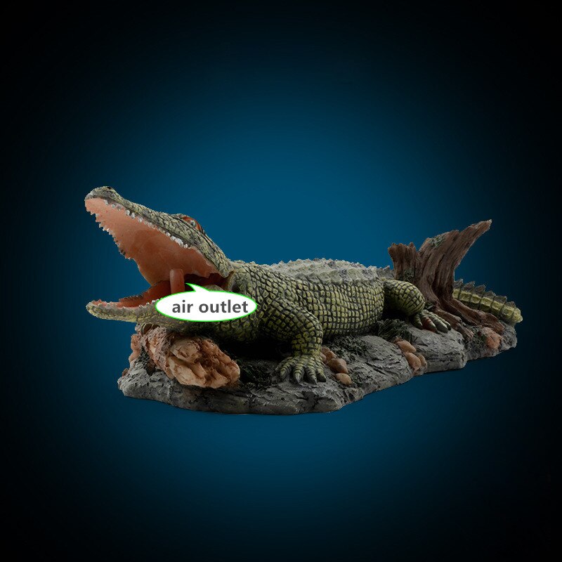 Artificial Resin Crocodile Fish Tank Landscape Aquarium Aerator Oxygen Pump Air Stone Bubble Air Pump Crocodile Tank Ornament