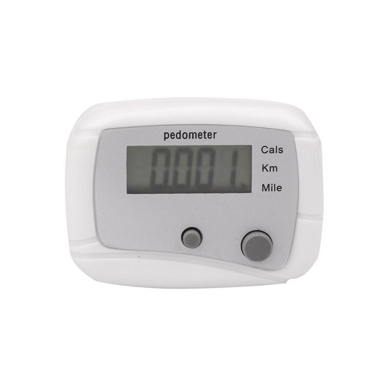 Mini Digital Calculation Clip-on Passometer LCD Pedometer for Walking Running Jogging Training Step Counter Double Keys: White