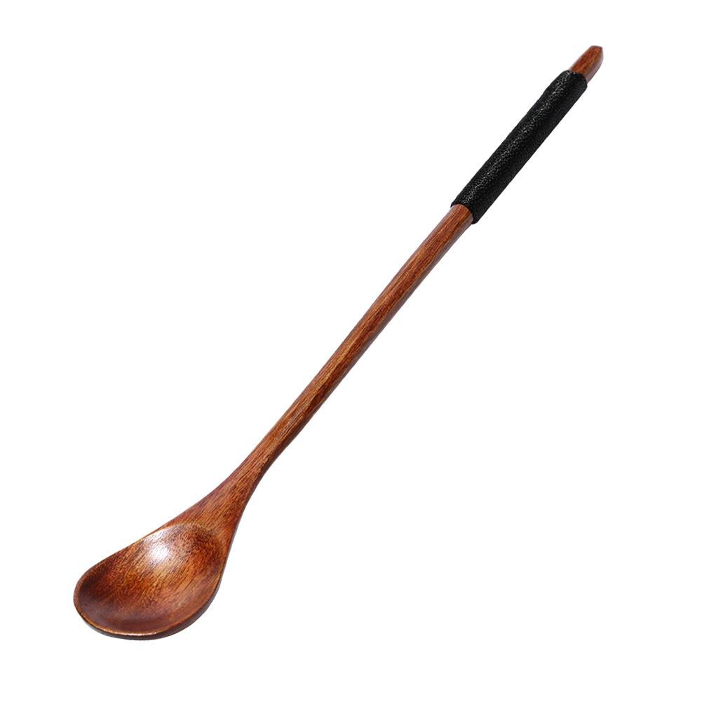 Lange Lepels Houten Koreaanse Stijl Natuurlijke Hout Lange Steel Ronde Lepels Voor Soep Koken Mengen Stirr Kichen Tool: 	Wooden spoonB