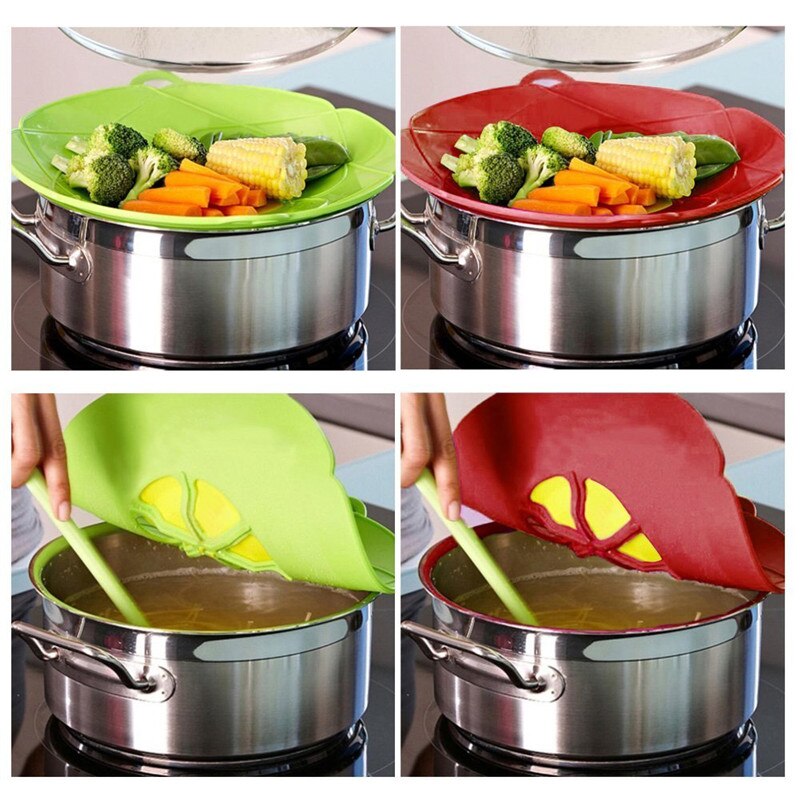 Spill Stopper Pot Lid Cover, Silicone Soup Boiled Anti-Spill Lids, FDA Free Boil Over Preventer Porridge Stopping Safeguards
