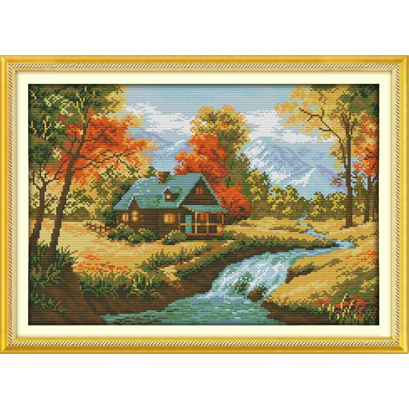 Cross Stitch Kits Joy Sunday Sunset Stamped DMC Print 11CT 14CT Counted Printing Embroidery Craft Kit Embroidery Needlework Sets: F355 / 11CT Printed Cloth