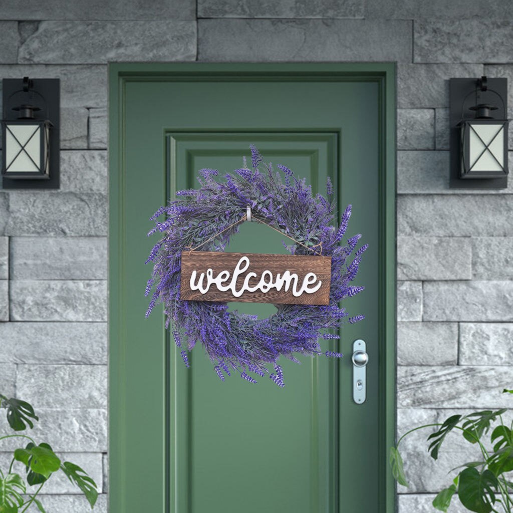 Lavender Wreath DIY Thanksgiving Day Artificial Flowers Welcome Sign Garland Furniture Decoration For Home Door