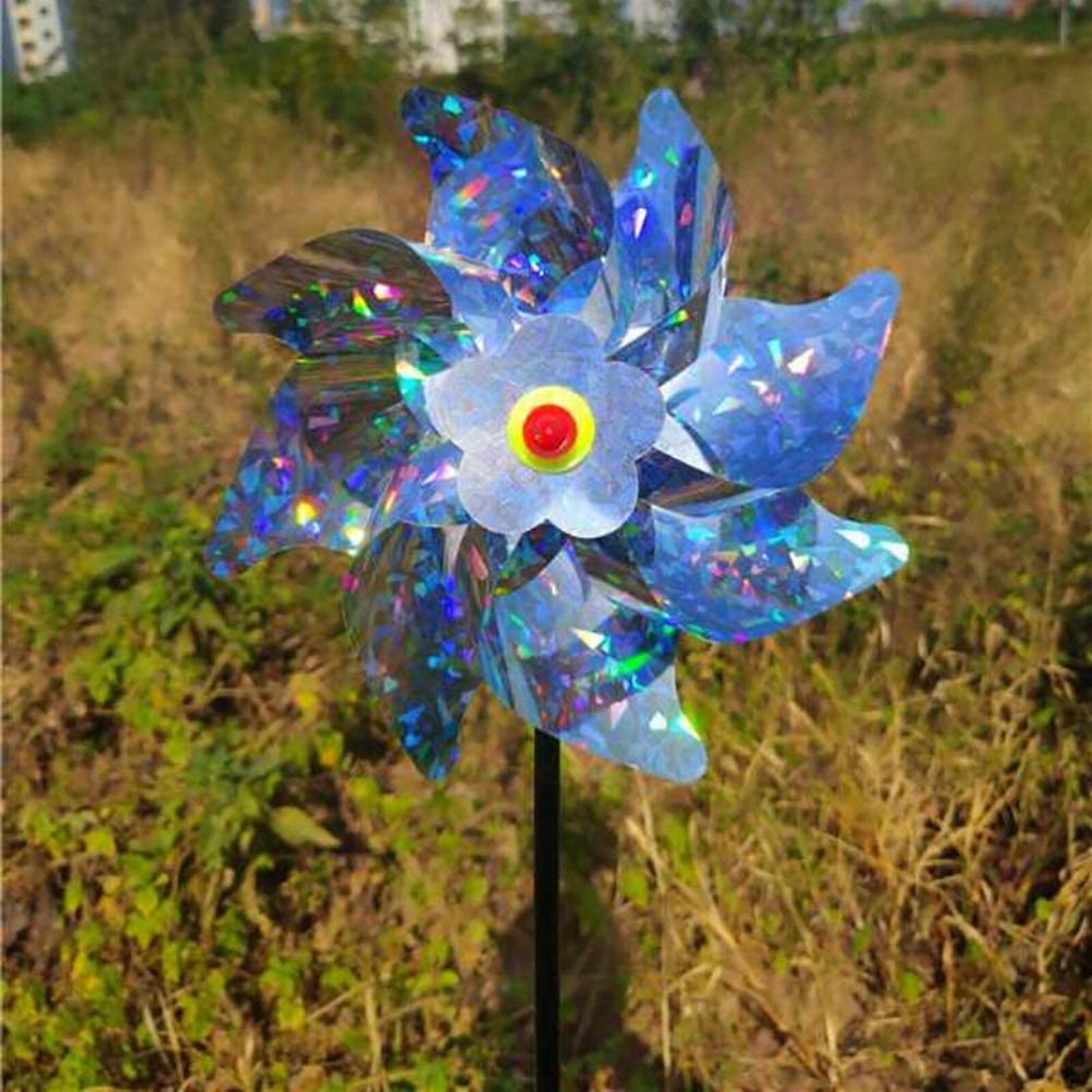 5Pcs Tuin Windmolen Outdoor Vogel Proofing Apparaat Repeller Schrikken Magic Apparaat Wind Spinners Reflecterende Sparkly Gazon Decoratie