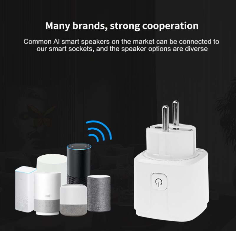 Smart WiFi plug adapter 16A remote voice control power monitor socket timing function to use with Alexa Google Home Tuya