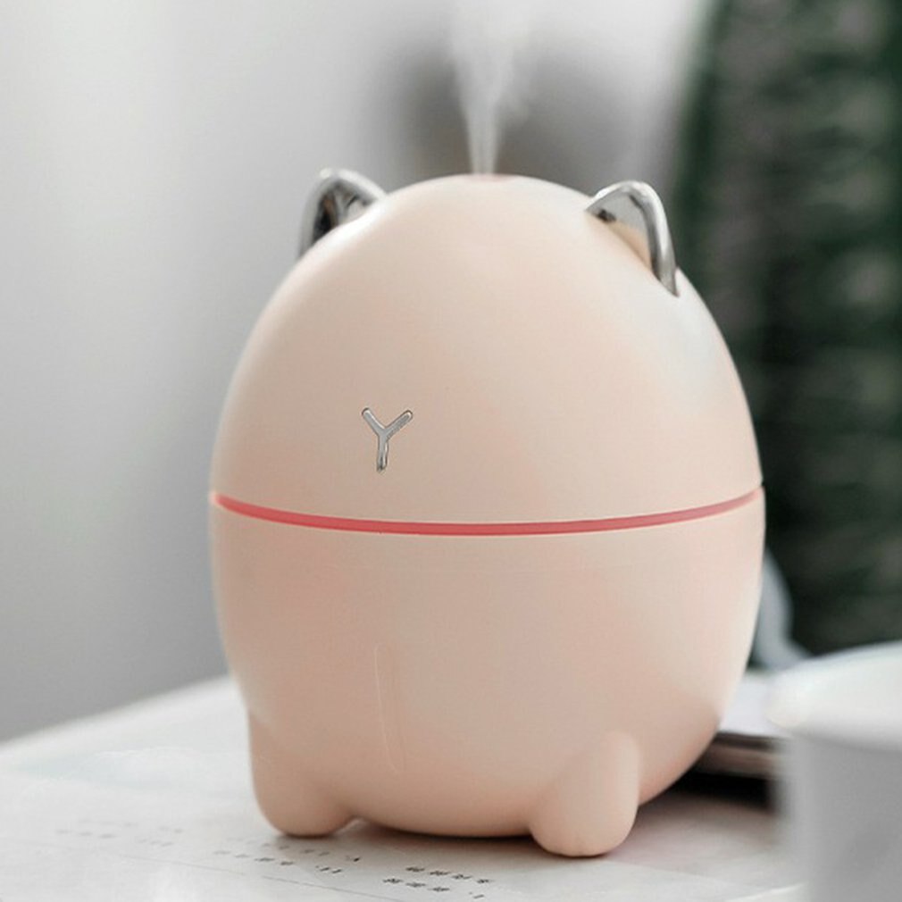 Cute Cat 200ml Mini USB Atomizer Humidifier with LED Silent Lamp for Home Office Atomizer For Bedroom: Pink