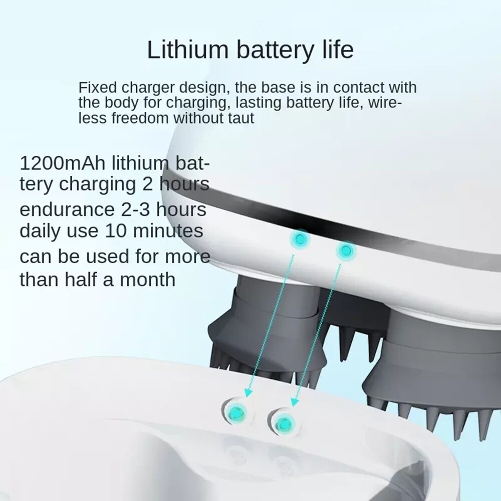 Elektrisk hovedbundsmassage 3d stereo afslapning stimulerer blodcirkulationen forhindrer hårtab vandtæt bærbar massager til kroppen