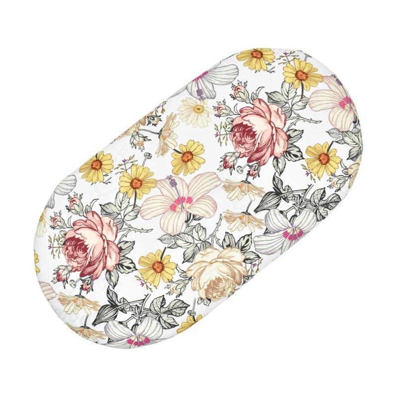 Cradle Bed Cover Met Bloemen, Geometrie Afdrukken Matras Protector Verpleging Tafel Accessoires