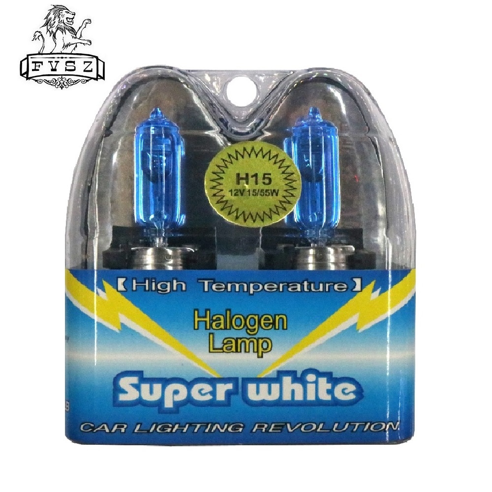2Pcs H15 12V 15/55W Cars headlights halogen lamps Dark Blue Glass for golf Headlamp fog lamp high light bulb white