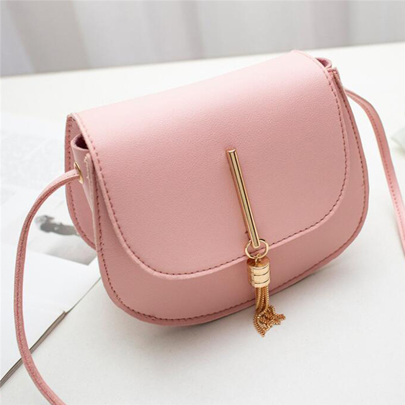 Dames schoudertas pu leer dames messenger bag dames pure kleur kleine klep vierkante tas clutch tassen handtassen: Roze