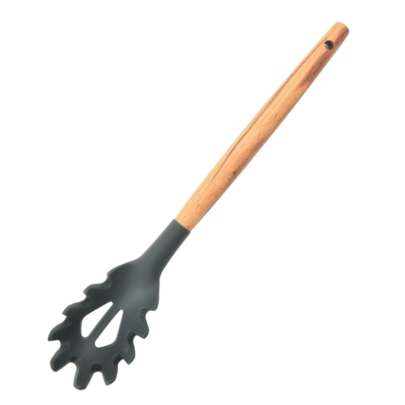 Silicone Kitchen Cooking Spatula Spade Turner Soup Spoon With Wooden Handle Baking Tools: MULTI