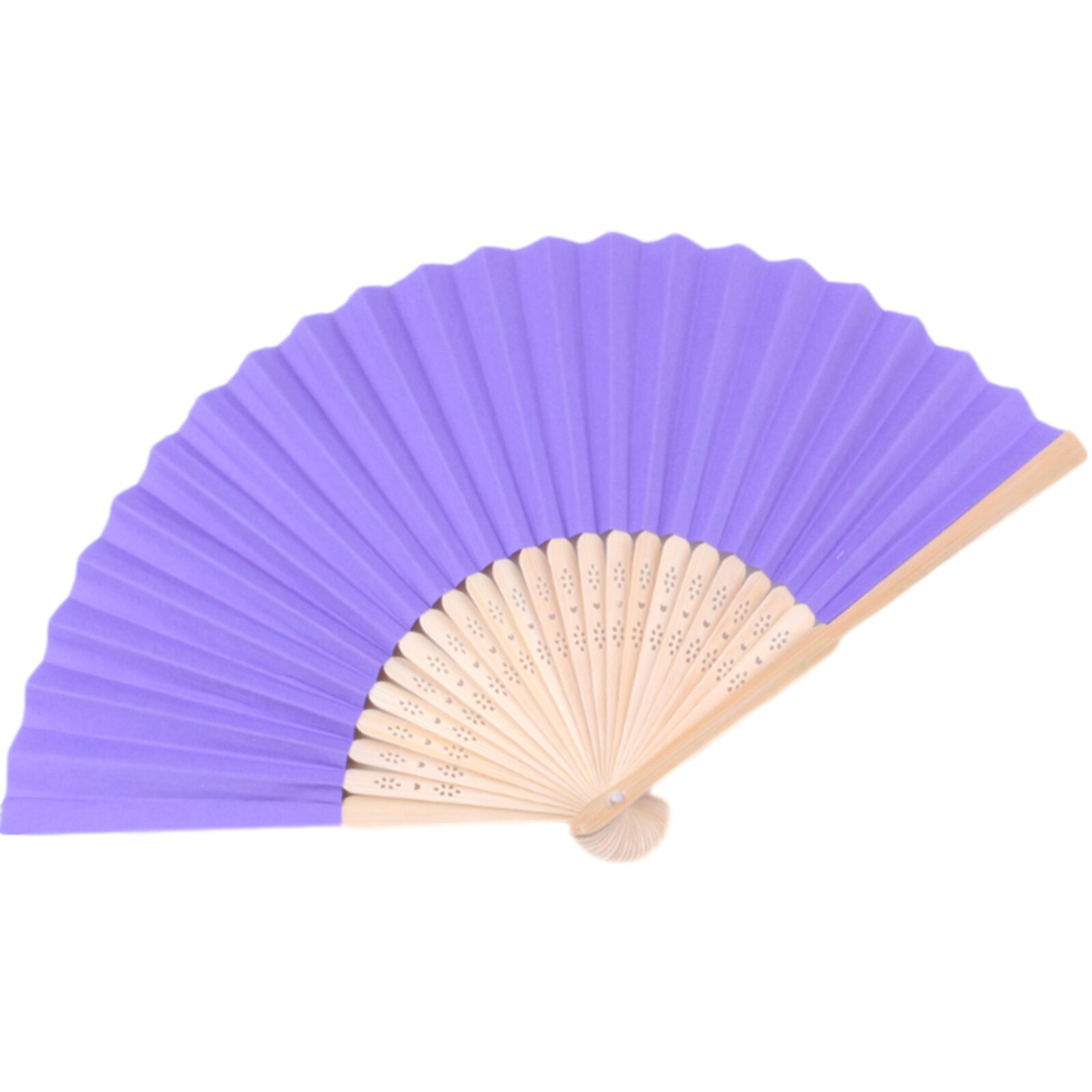 1Pcs 21Cm Hand Geschilderd Vouwen Papier Fan Draagbare Party Hand Dansen Fan Kant Zijde Hand Held Effen Kleur fan Chinese Decor: purple