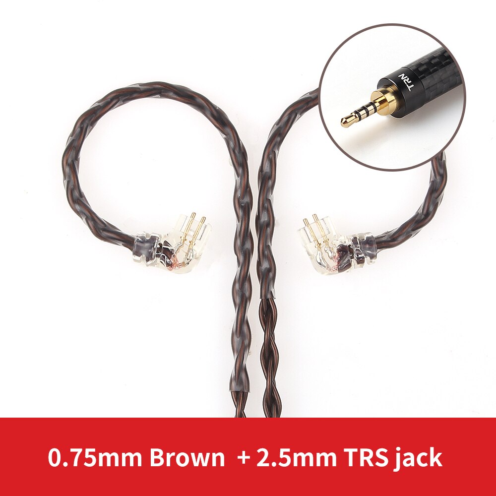 TRN T4 8 Core OCC Single Crystal Copper /3.5MM With MMCX/2PIN Connector Upgraded Earphones Cable For TRN V90 V80 V10 BA5 ST1: T4S 0.75 2.5 MM