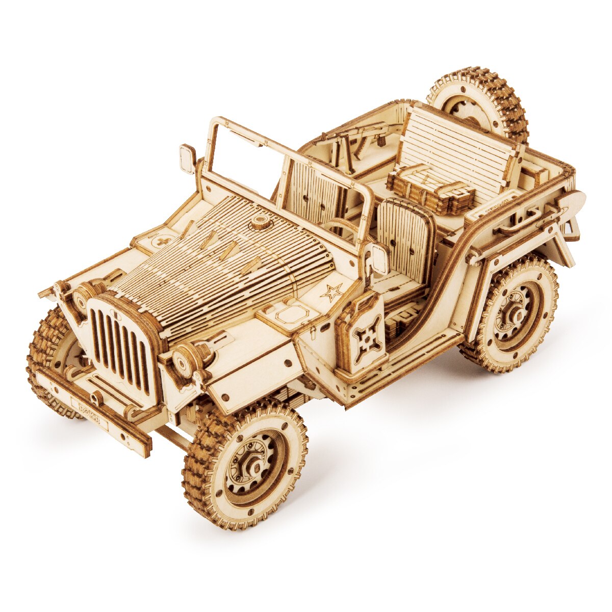 Robotime Rokr DIY ruchomy pociąg parowy, samochód, Jeep drewniany Model klocki do budowy zestawy montaż zabawki prezent dla dzieci dorosłych Dropship: MC701 Army Jeep