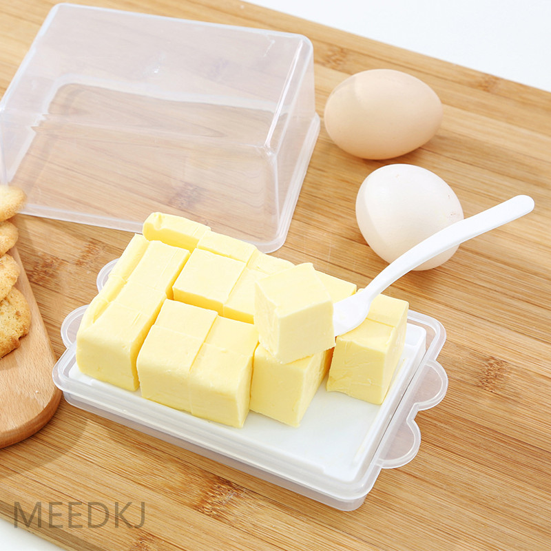 Plastic lid with spoon butter box butter box cheese storage box sealed rectangular storage box baking box