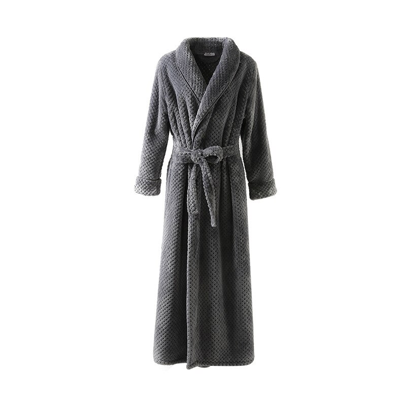 Morgonrock hane varm morgonrock vinter lila morgonrock extra lång flanell badrock hane helärmad kimono bad pyjamas homme: Grå / Xl
