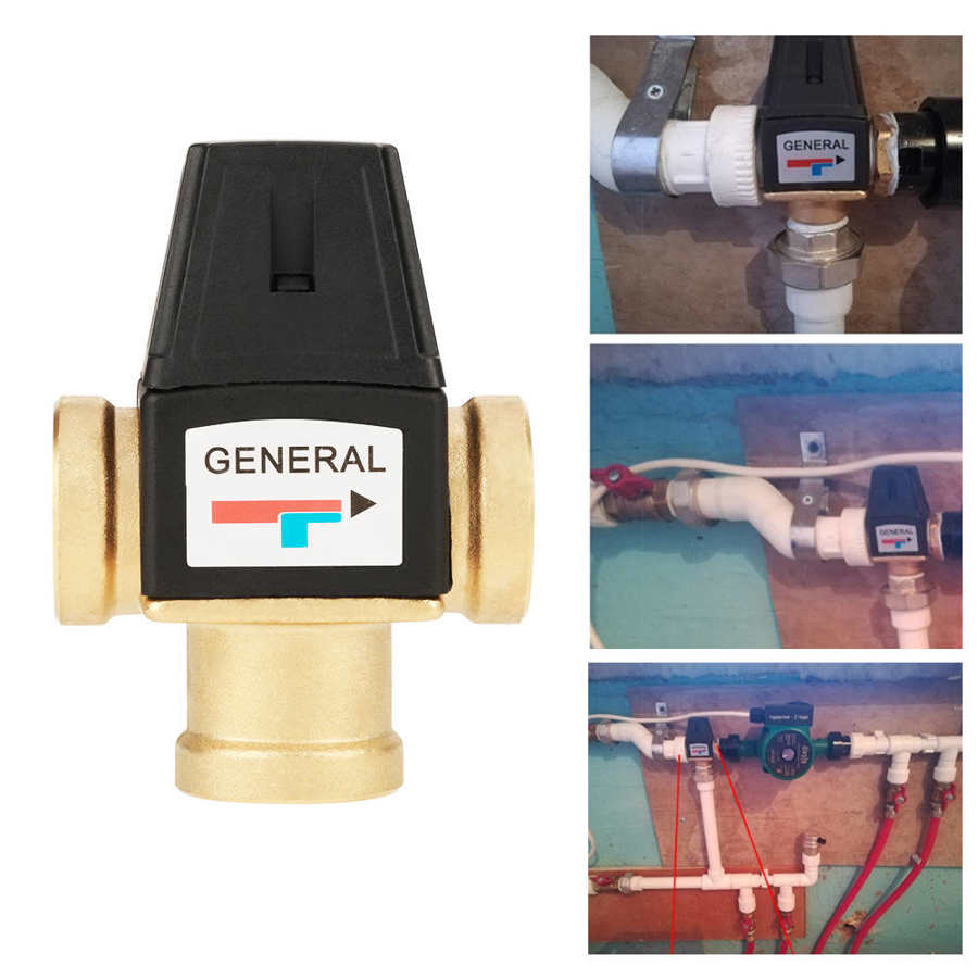 Vanne de mélange thermostatique en laiton 3 voies DN20, filetage femelle, pour chauffe-eau solaire, 1,6 mpa, accessoire d'outils