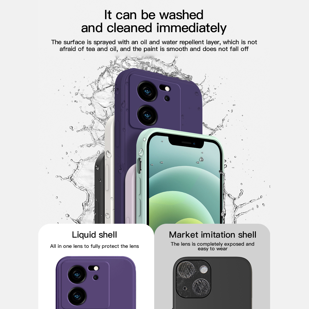 Coque de téléphone carrée en silicone liquide pour Xiaomi, coque arrière souple, couverture de luxe, Mi 13T, Mi 13 T Pro, Mi 13T Pro, 5G