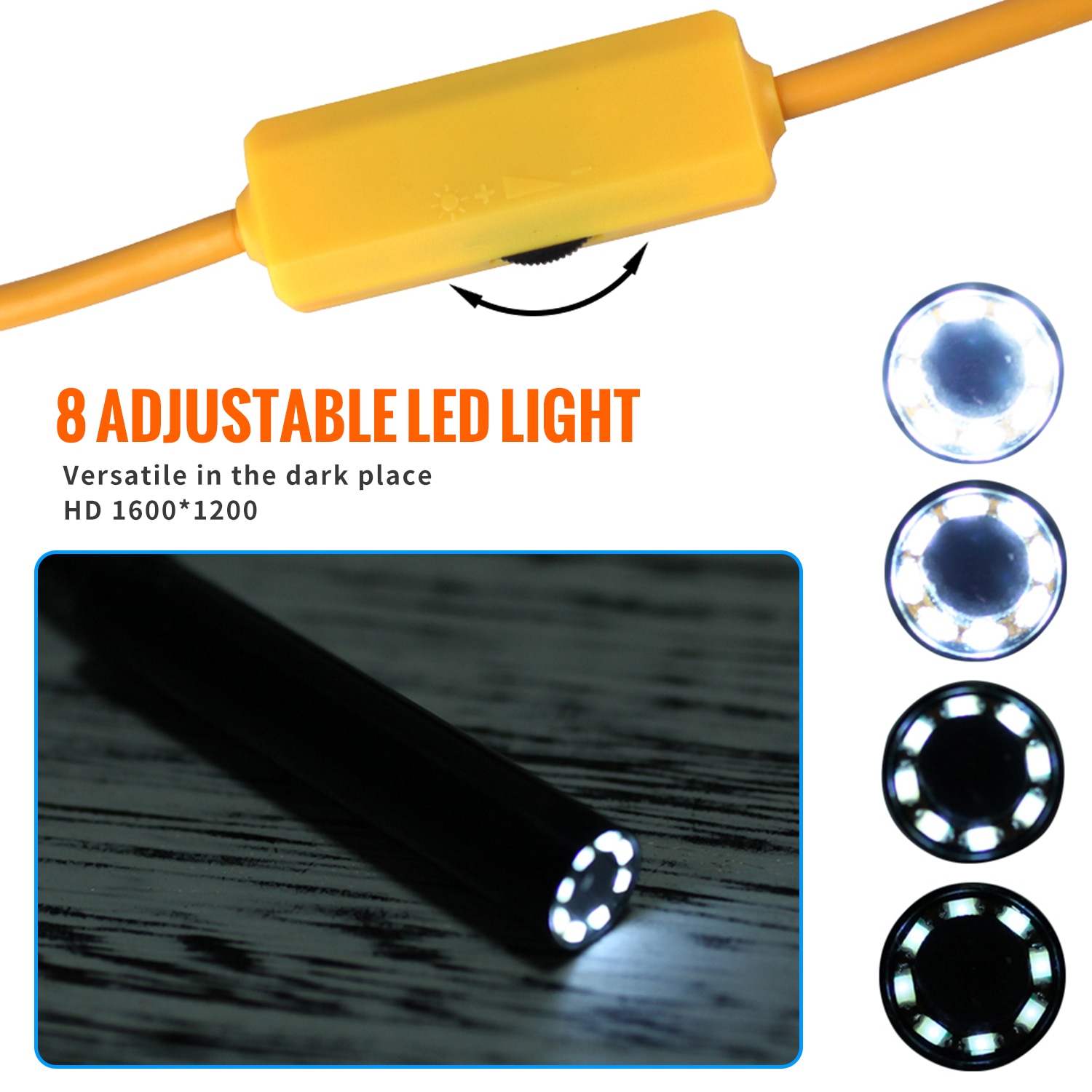 8mm Wireless 2.0MP HD Endoscope Camera IP68 Waterproof WiFi Inspection 8 LED Semi-Rigid Cable Borescope Endoscope Camera