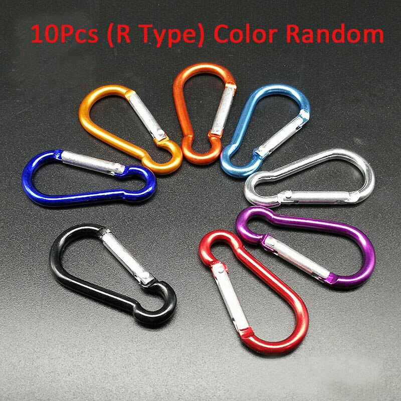 1Pc/5Pcs/10Pcs Karabijnhaak Aluminium Karabijnhaak Sleutelhanger Clip Camping Wandelen Haken Outdoor Karabijnhaken: 10Pcs (R Type)