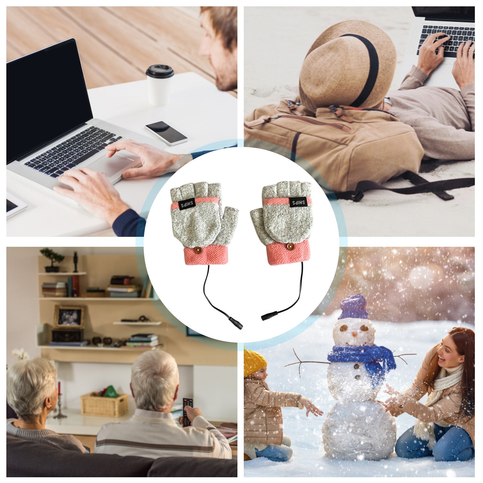 Usb Elektrische Verwarming Handschoenen Half-Vinger Handschoenen Met Vinger Babybedjes Wasbaar Indoor Outdoor Warme Handschoenen Enkelzijdig Verwarming mitten