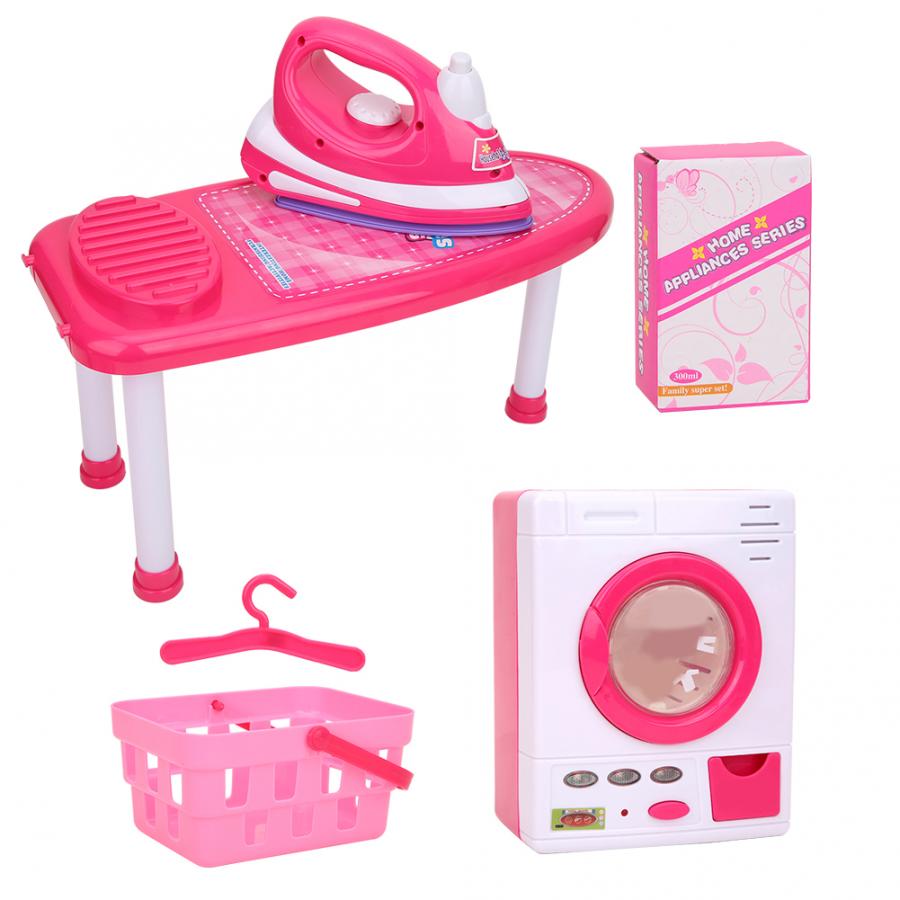 Simulatie Elektrische Ijzer Wasmachine Tafel Set Huishoudelijke Apparaten Speelhuis Speelgoed Baby Kids Educatief Speelgoed Met Geluid Licht