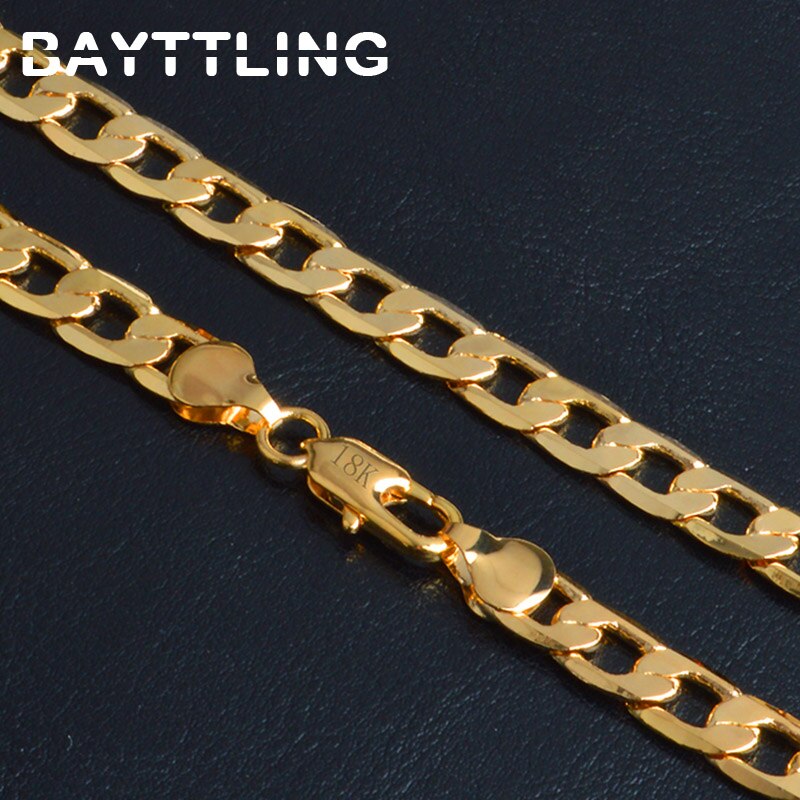 Bayttling 925 Sterling Zilver 10Mm 20-Inch Gouden Figaro Ketting Voor Vrouw Mannen Wedding Party Sieraden paar